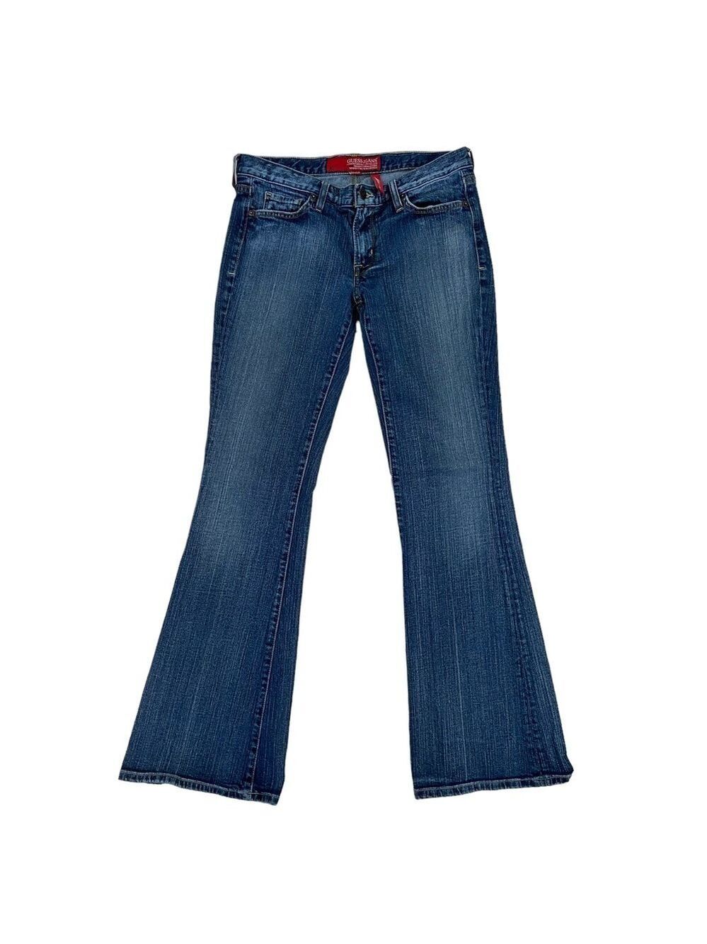 Guess Melrose Flare jeans wide legs low mid rise waist boho stretch blue 29